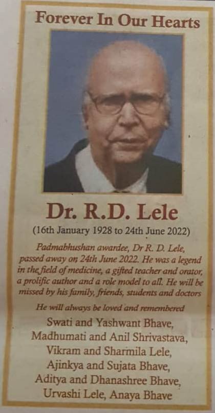 Forever In Our Hearts | DR. R.D. LELE