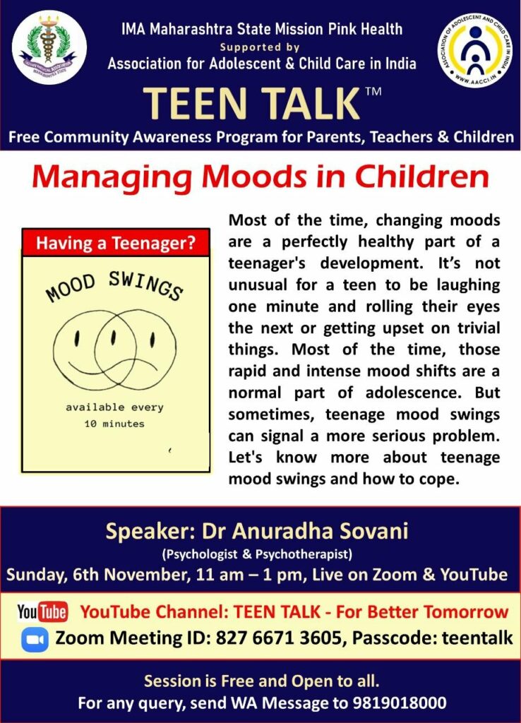TEEN TALK – Managing Moods in Children (6th November 2022)